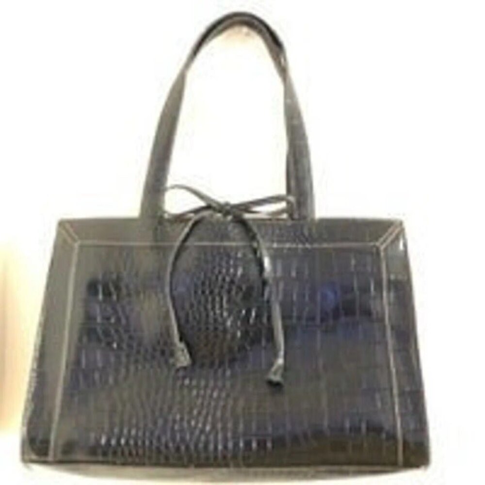 Liz Claiborne Synthetic Croc Shoulder Tote Black